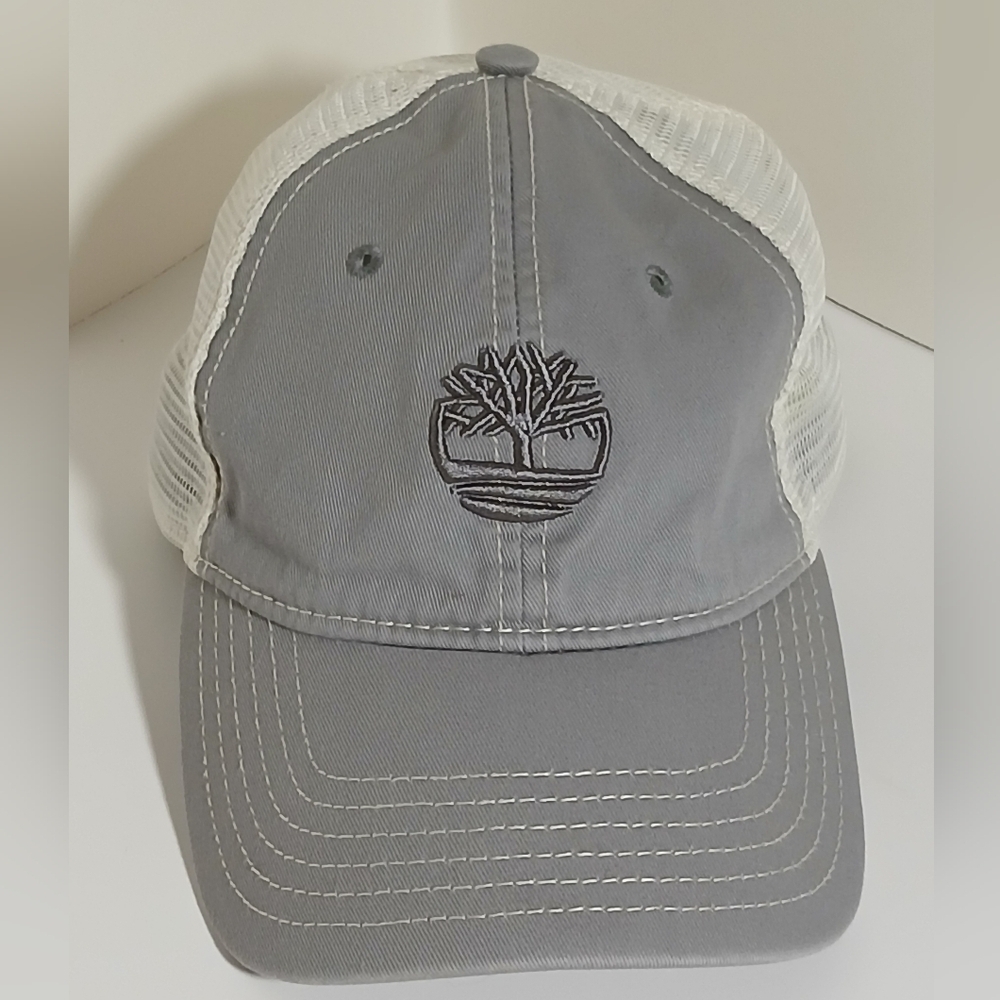 Timberland Hat Kids Snapback Gray White Mesh Back  Baseball Cap Embroidered Logo